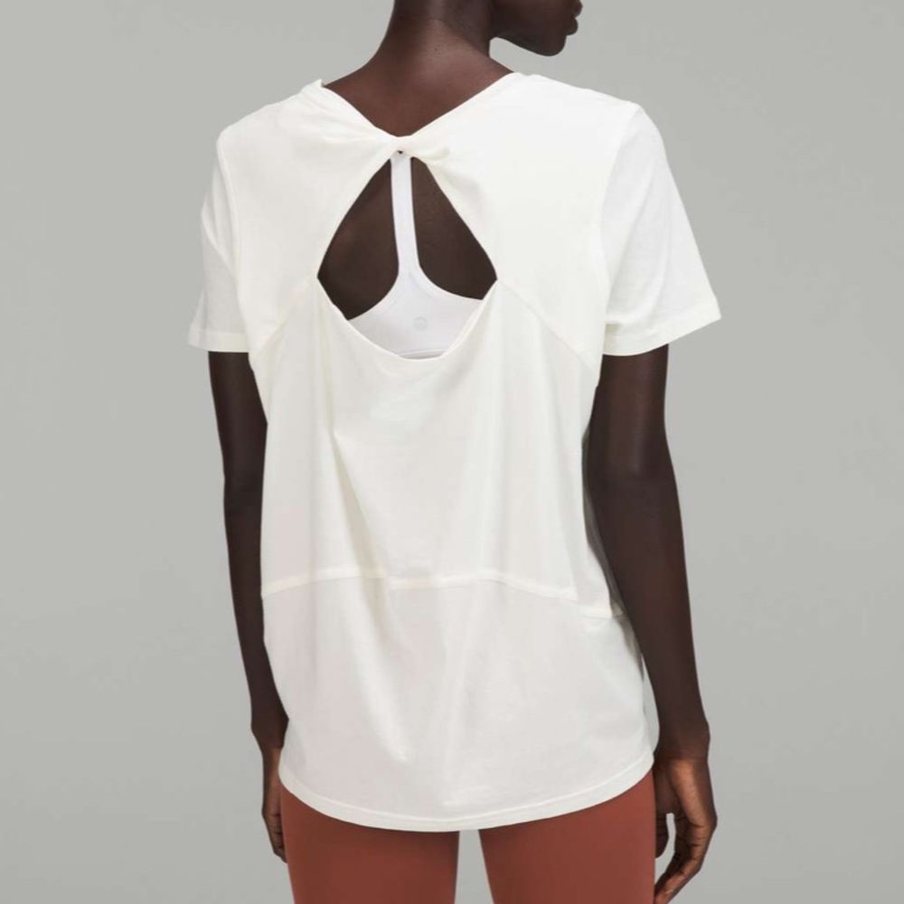 lululemon athletica White Open-Back Short Sleeve Top lemon sorbet 🍋
